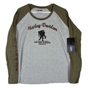 Harley Davidson Wounded Warrior Project Shirt L/S Green Gray Women’s XL NWT
